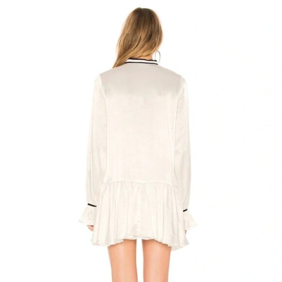 Tularosa Revolve Malia Mini Dress Shift Ivory Neck Tie Ruffle flare Sleeve XS - Picture 16 of 16